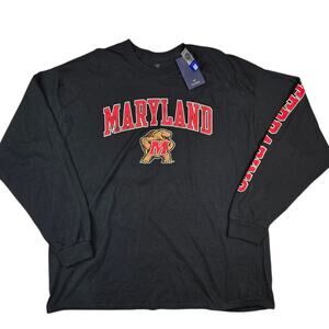 Mens Maryland Terrapins Long Sleeve T-Shirt Size XXL 2XL Fanatics Logo NEW